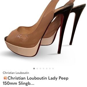 Christian Louboutin Beige Peep Toe Slingback Heels